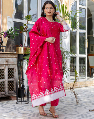 Tasrika Woven, Self Design Kurta, Salwar & Dupatta Set