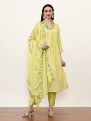 Jaipur Kurti Embroidered Kurta, Trouser/Pant & Dupatta Set