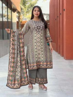 Rudra Fashion Mart Printed Kurta, Palazzo & Dupatta Set