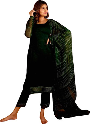 Lakira Solid Kurta, Legging & Dupatta Set