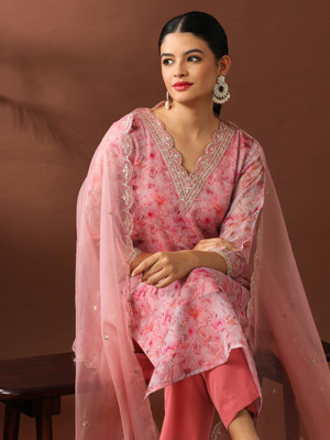 Jaipur Kurti Embroidered Kurta, Trouser/Pant & Dupatta Set