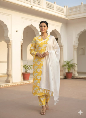 KaayaCreation Embroidered, Printed Kurta, Trouser/Pant & Dupatta Set