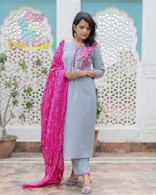 silky style Printed Kurta, Trouser/Pant & Dupatta Set
