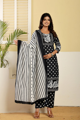 SHRIZA Printed Kurta, Palazzo & Dupatta Set