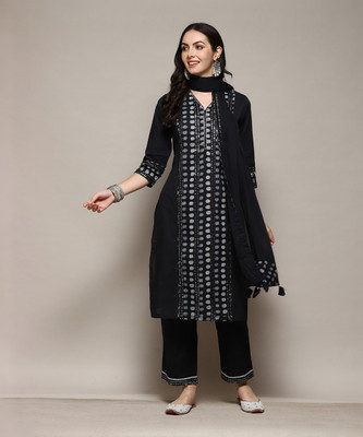 BIBA Printed Kurta, Palazzo & Dupatta Set