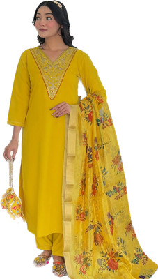 LuGruCollection Embroidered Kurta, Trouser/Pant & Dupatta Set