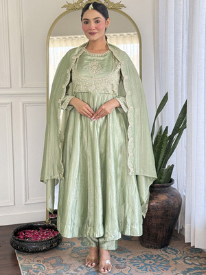 HB VENTURE Embroidered Anarkali Kurta, Bottom & Dupatta Set