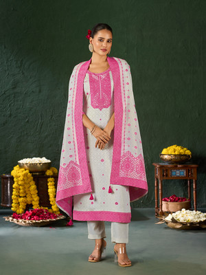 Fourleaf Embroidered Kurta, Trouser/Pant & Dupatta Set