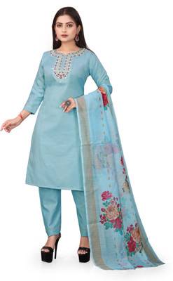 ROZRI Embroidered Kurta, Palazzo & Dupatta Set