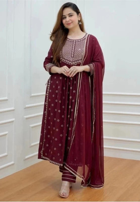 Pink World Embroidered Kurta, Trouser/Pant & Dupatta Set