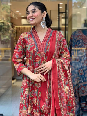 MAASMA FASHION Floral Print Kurta, Palazzo & Dupatta Set