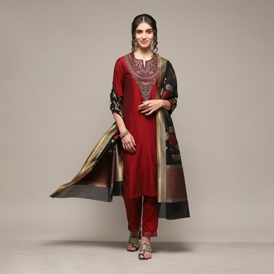 BIBA Embroidered Kurta, Trouser/Pant & Dupatta Set