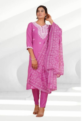 Jaipur fashion factory Embroidered Kurta, Trouser/Pant & Dupatta Set