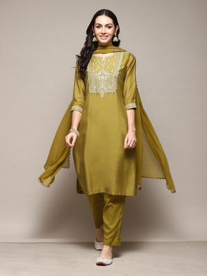 BIBA Embroidered Kurta, Trouser/Pant & Dupatta Set