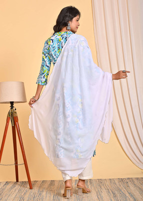 AnviTextile Printed Kurta, Trouser/Pant & Dupatta Set