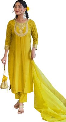 FancyFits Embroidered Kurta, Salwar & Dupatta Set