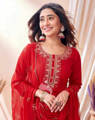 Skylee Embellished, Embroidered, Self Design Kurta, Salwar & Dupatta Set
