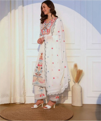 aenor fashion Embroidered Kurta, Dhoti Pant & Dupatta Set