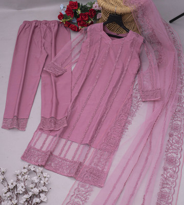GJFIIVE Self Design Kurta, Palazzo & Dupatta Set