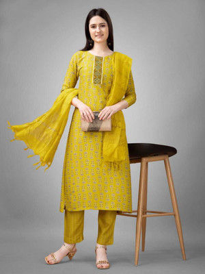 CreationRajvi Self Design Kurta, Trouser/Pant & Dupatta Set