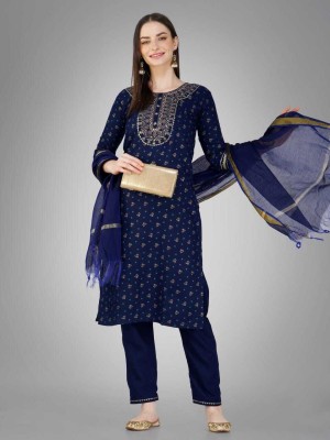 AnAdhTex Self Design, Embroidered Kurta, Trouser/Pant & Dupatta Set