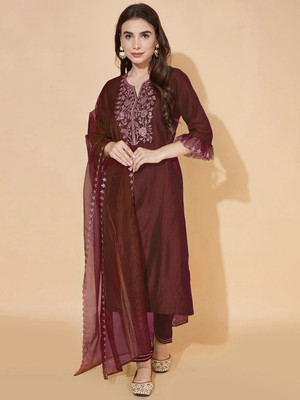 R4milA Embroidered, Printed Kurta, Trouser/Pant & Dupatta Set