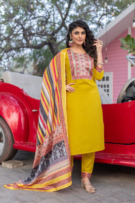 JBTEX Printed Kurta, Palazzo & Dupatta Set