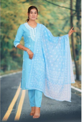 Jaipur fashion factory Embroidered Kurta, Trouser/Pant & Dupatta Set