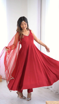 LOKITA WORLD Solid Anarkali Kurta, Bottom & Dupatta Set