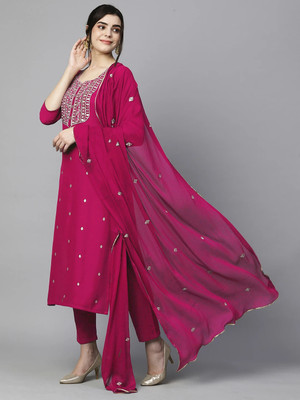 Anni Designer Embroidered Kurta, Palazzo & Dupatta Set