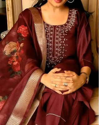 Krushant Embroidered Kurta, Salwar & Dupatta Set