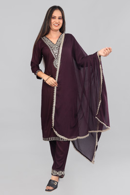 Bilori Embroidered Kurta, Trouser/Pant & Dupatta Set