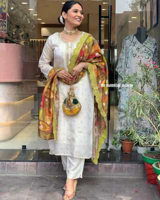 RN Fashion Embroidered Kurta, Trouser/Pant & Dupatta Set