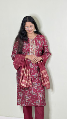 BLEND CLOTHING Floral Print Kurta, Trouser/Pant & Dupatta Set
