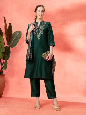 Nayam By Lakshita Embroidered Kurta, Palazzo & Dupatta Set