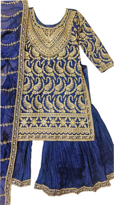 SWATANTRA Embroidered Kurta, Sharara & Dupatta Set