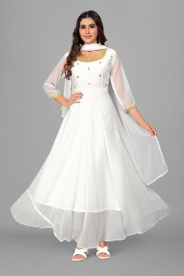 Sukhvilas Enterprise Anarkali Gown(White)