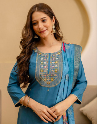 Skylee Embroidered Kurta, Salwar & Dupatta Set