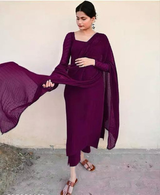 TrendyCreation Solid Kurta, Trouser/Pant & Dupatta Set