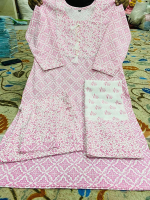 fabrictextile Printed Kurta, Trouser/Pant & Dupatta Set