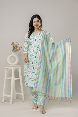 Saroj Attire Printed Kurta, Trouser/Pant & Dupatta Set