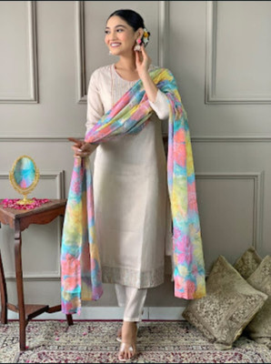 helly creation Solid Kurta, Salwar & Dupatta Set