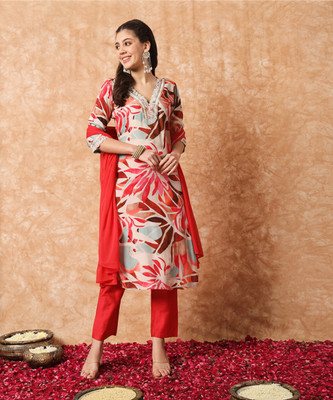 KYADA FAB Printed Kurta, Trouser/Pant & Dupatta Set