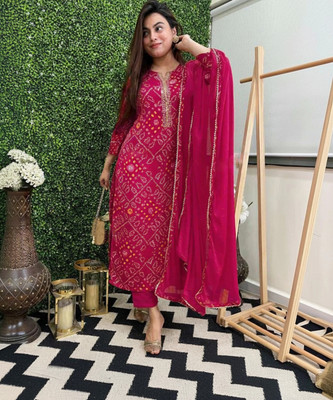 Ambrosia retail Printed, Embroidered Kurta, Trouser/Pant & Dupatta Set