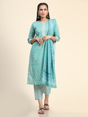 Pink N Pearl Printed Kurta, Churidar & Dupatta Set