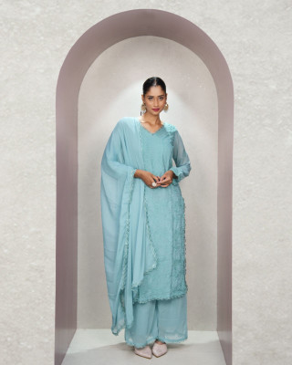 K Y W Embroidered Kurta, Trouser/Pant & Dupatta Set