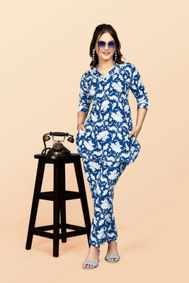 ShopGlobal Printed Kurta, Sharara & Dupatta Set