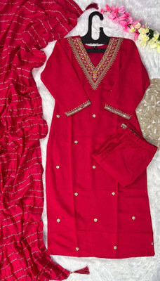 MAA SHAKTI ENTERPRISE Embroidered Kurta, Trouser/Pant & Dupatta Set