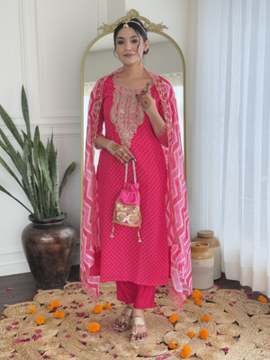 KYADA FAB Embroidered Kurta, Trouser/Pant & Dupatta Set