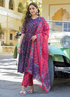 Oumad Printed Kurta, Trouser/Pant & Dupatta Set